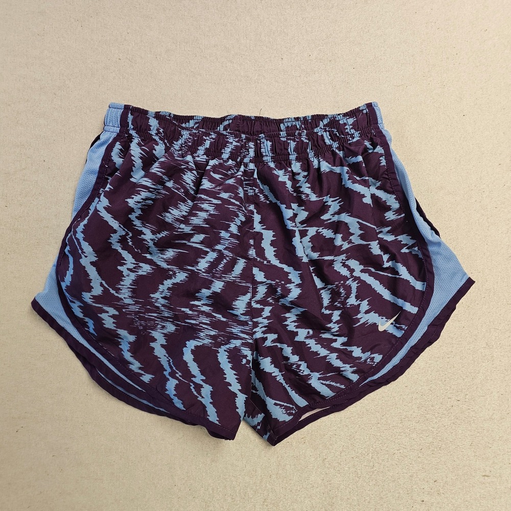 Nike Dri-FIT Tempo Running Shorts Purple Blue Abstract Print Womens Large L 3in